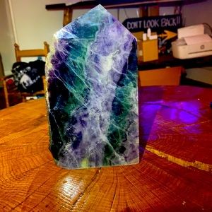 Rainbow 🌈 flourite slab geode tower